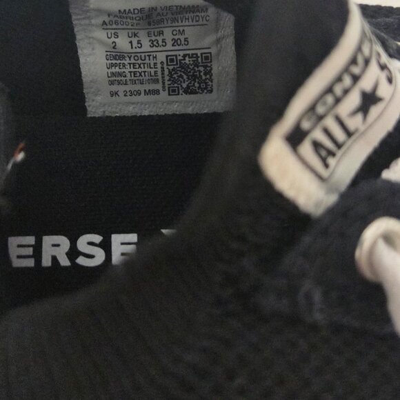 Converse Chuck Taylor All Star Easy-On Black Knit Youth Kids' ( A06001F) SIZE 2 - Picture 4 of 4